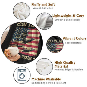 USA 250 Years 1776 2026 Patriotic Jets Trail American Flag Throw Blanket TS11 Print Your Wear