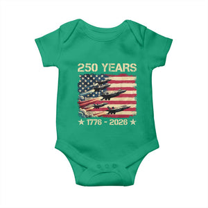 USA 250 Years 1776 2026 Patriotic Jets Trail American Flag Baby Onesie TS11 Irish Green Print Your Wear