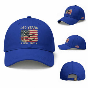 USA 250 Years 1776 2026 Patriotic Jets Trail American Flag Baseball Cap TS11 Baseball Cap Universal Fit Royal Blue Print Your Wear