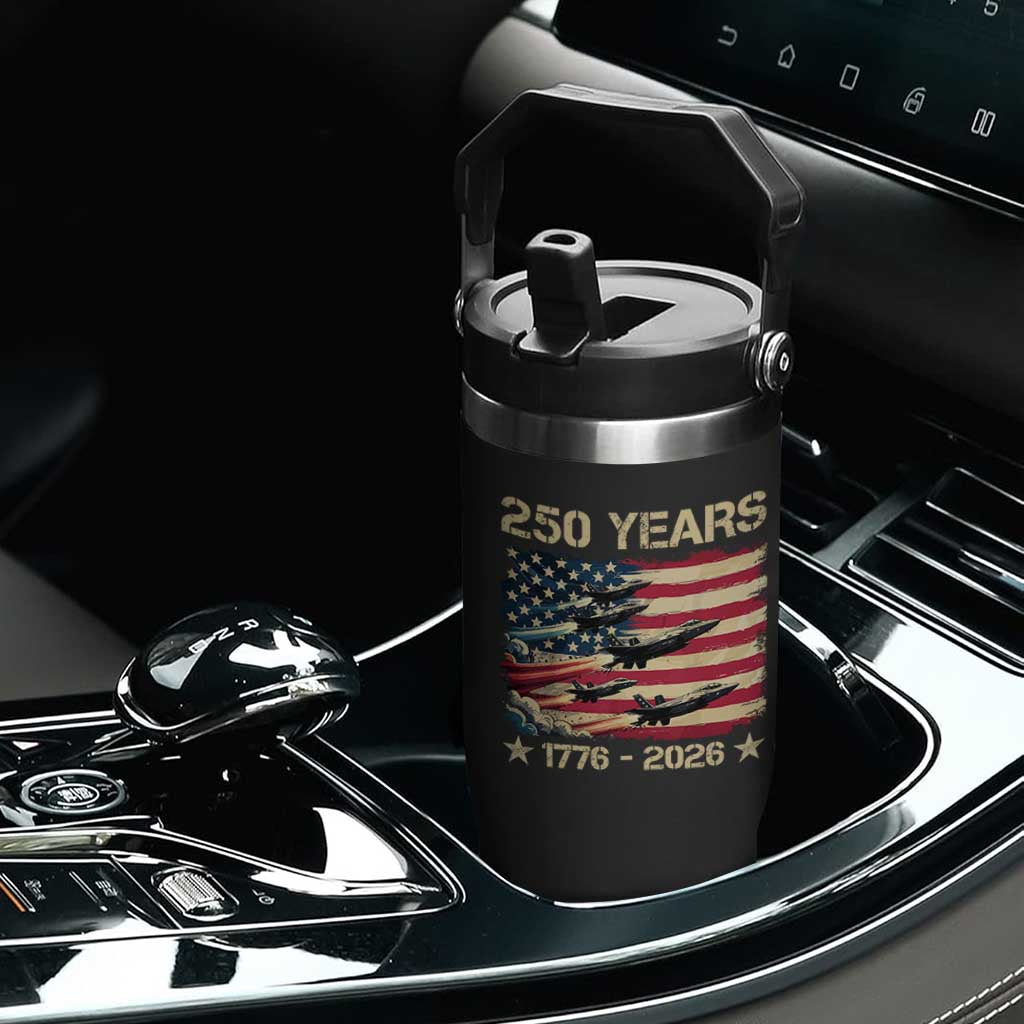 USA 250 Years 1776 2026 Patriotic Jets Trail American Flag Flip Straw Tumbler TS11 Print Your Wear