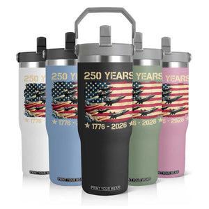 USA 250 Years 1776 2026 Patriotic Jets Trail American Flag Flip Straw Tumbler TS11 Print Your Wear