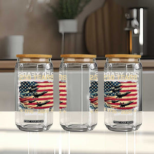 USA 250 Years 1776 2026 Patriotic Jets Trail American Flag Glass Can TS11 Print Your Wear