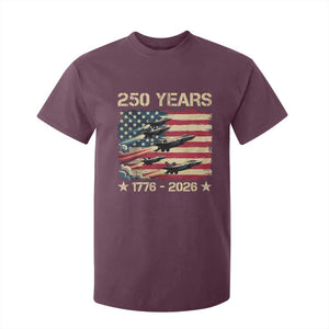 USA 250 Years 1776 2026 Patriotic Jets Trail American Flag T Shirt For Kid TS11 Maroon Print Your Wear