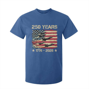 USA 250 Years 1776 2026 Patriotic Jets Trail American Flag T Shirt For Kid TS11 Royal Blue Print Your Wear