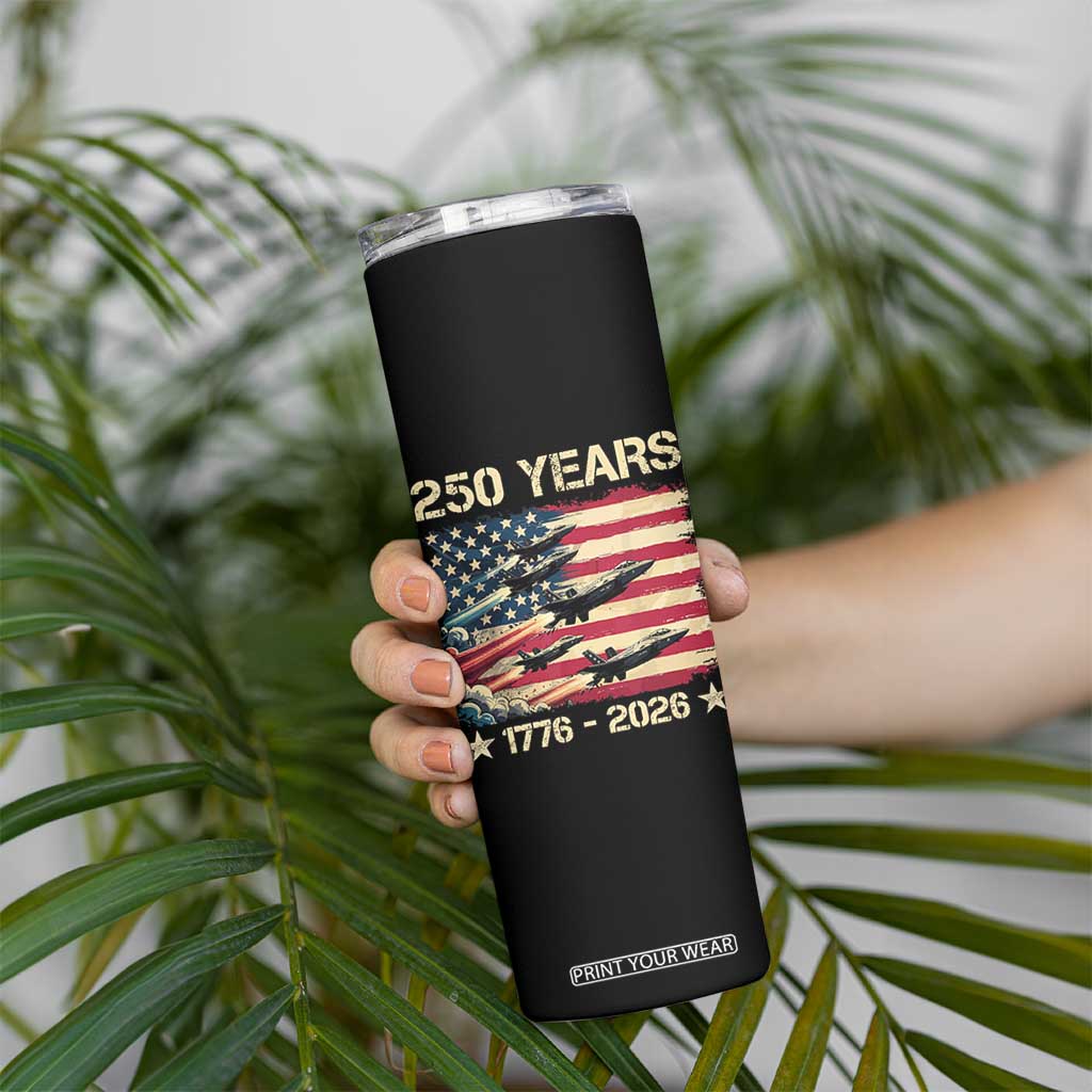 USA 250 Years 1776 2026 Patriotic Jets Trail American Flag Skinny Tumbler TS11 Print Your Wear