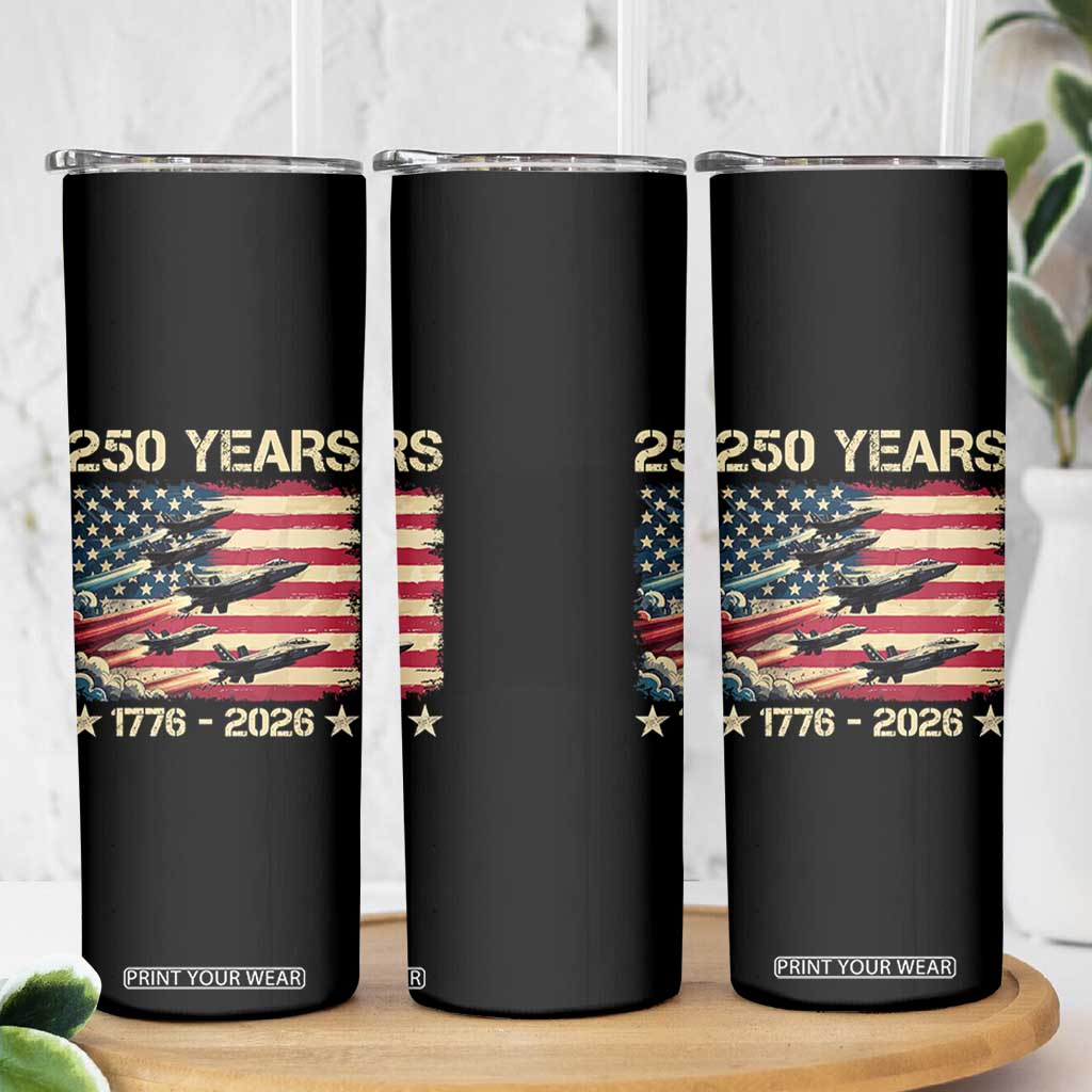 USA 250 Years 1776 2026 Patriotic Jets Trail American Flag Skinny Tumbler TS11 Print Your Wear