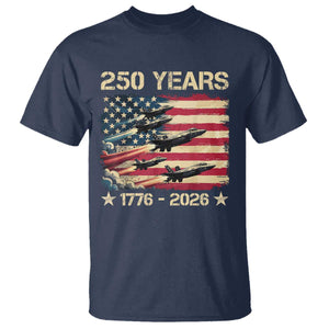 USA 250 Years 1776 2026 Patriotic Jets Trail American Flag T Shirt TS11 Navy Print Your Wear