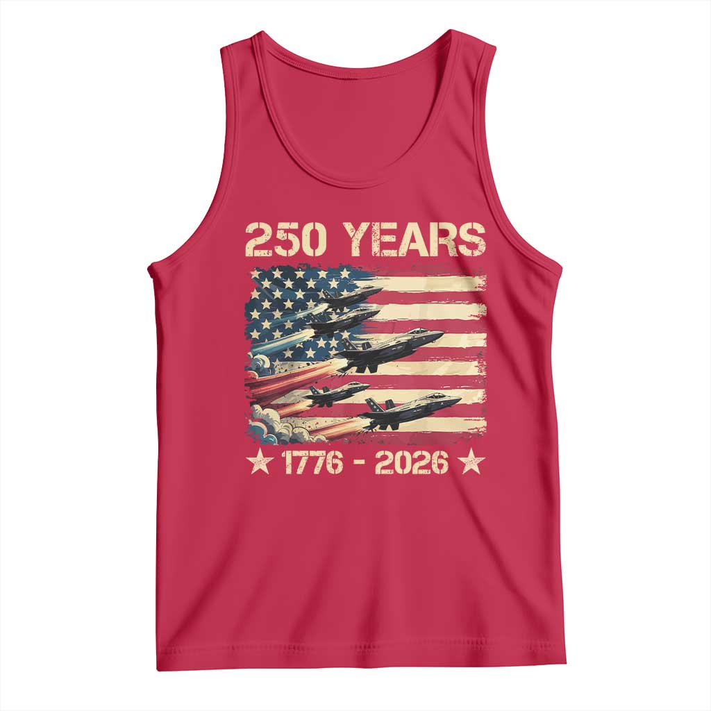 USA 250 Years 1776 2026 Patriotic Jets Trail American Flag Tank Top TS11 Red Print Your Wear