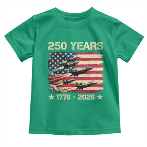 USA 250 Years 1776 2026 Patriotic Jets Trail American Flag Toddler T Shirt TS11 Irish Green Print Your Wear