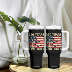 USA 250 Years 1776 2026 Patriotic Jets Trail American Flag Tumbler With Handle TS11 Print Your Wear