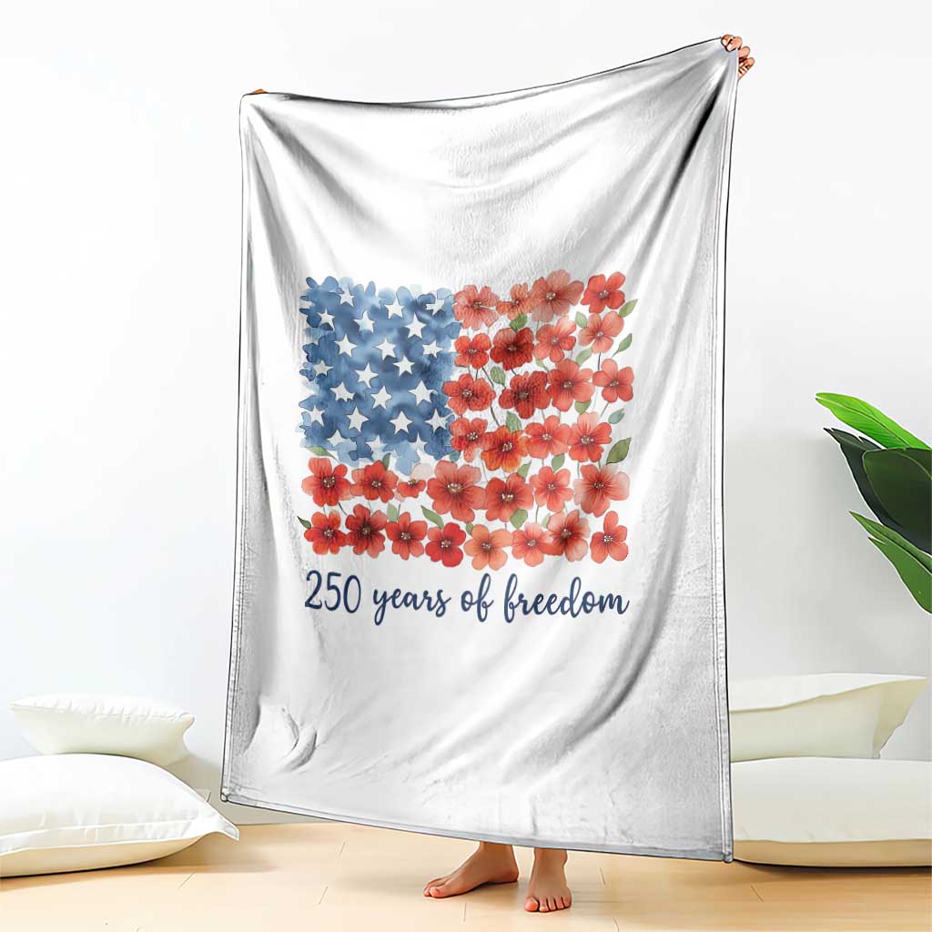 US 250 Years Of Freedom Throw Blanket Retro Flower American Flag TS11 Print Your Wear