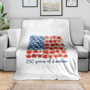 US 250 Years Of Freedom Throw Blanket Retro Flower American Flag TS11 Print Your Wear