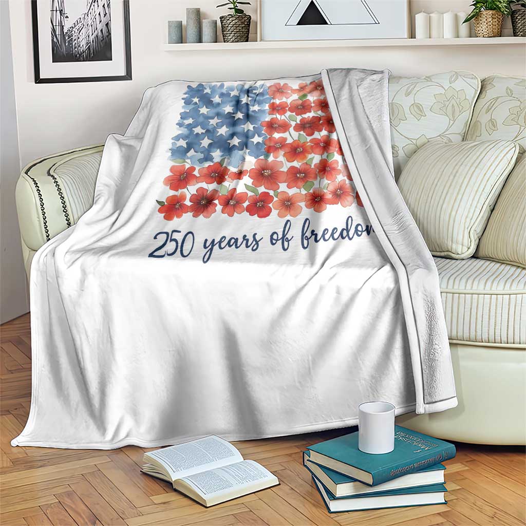 US 250 Years Of Freedom Throw Blanket Retro Flower American Flag TS11 Print Your Wear