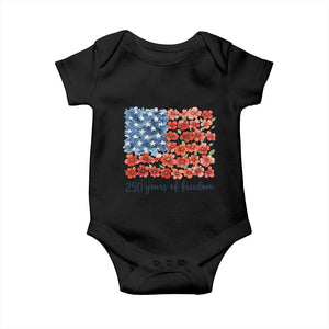 US 250 Years Of Freedom Baby Onesie Retro Flower American Flag TS11 Black Print Your Wear