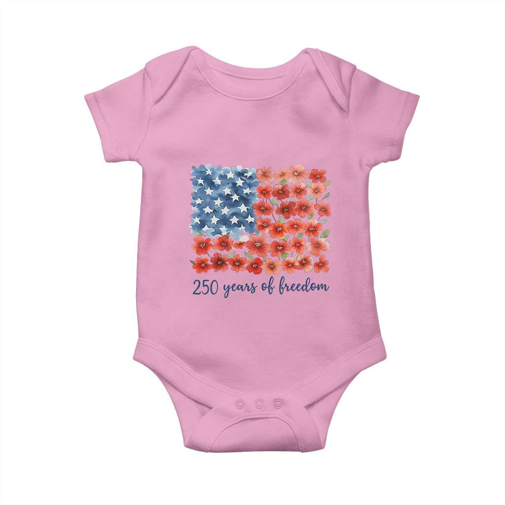 US 250 Years Of Freedom Baby Onesie Retro Flower American Flag TS11 Light Pink Print Your Wear