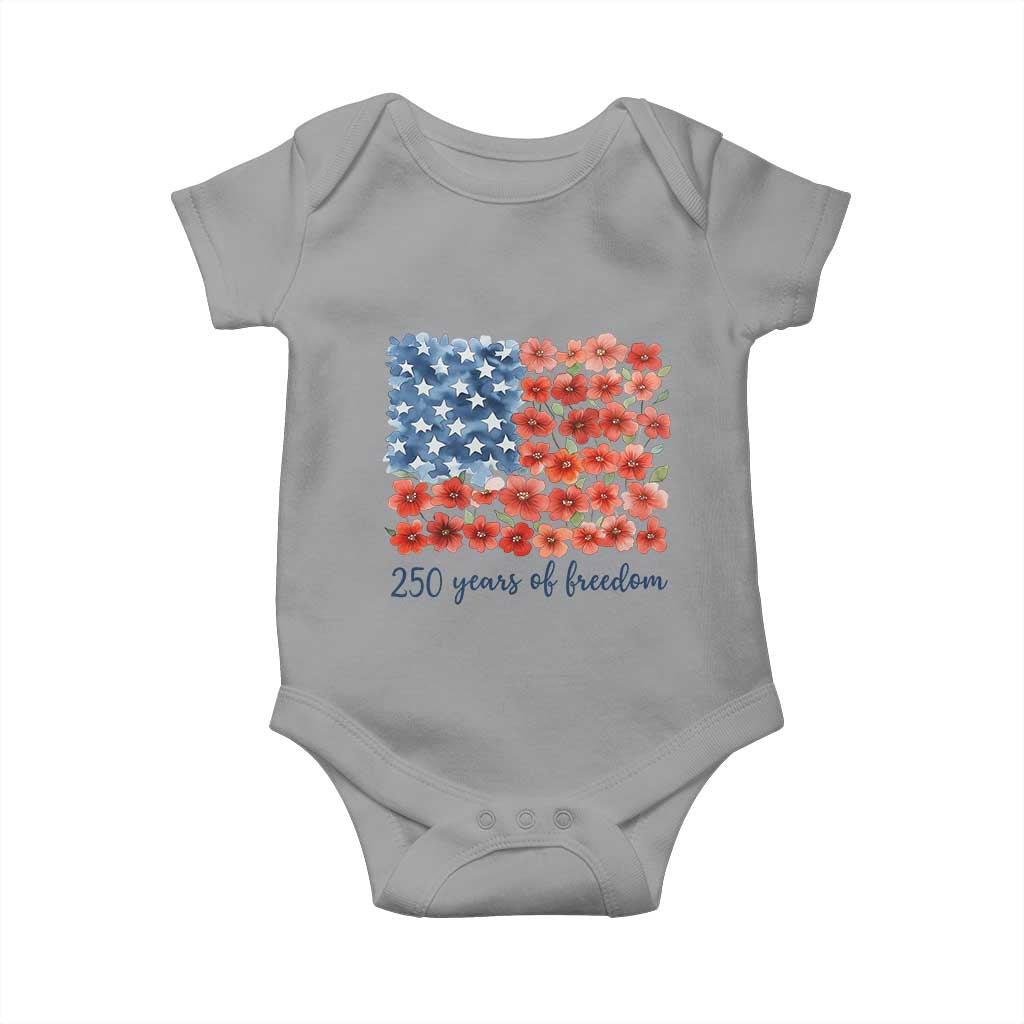 US 250 Years Of Freedom Baby Onesie Retro Flower American Flag TS11 Sport Gray Print Your Wear