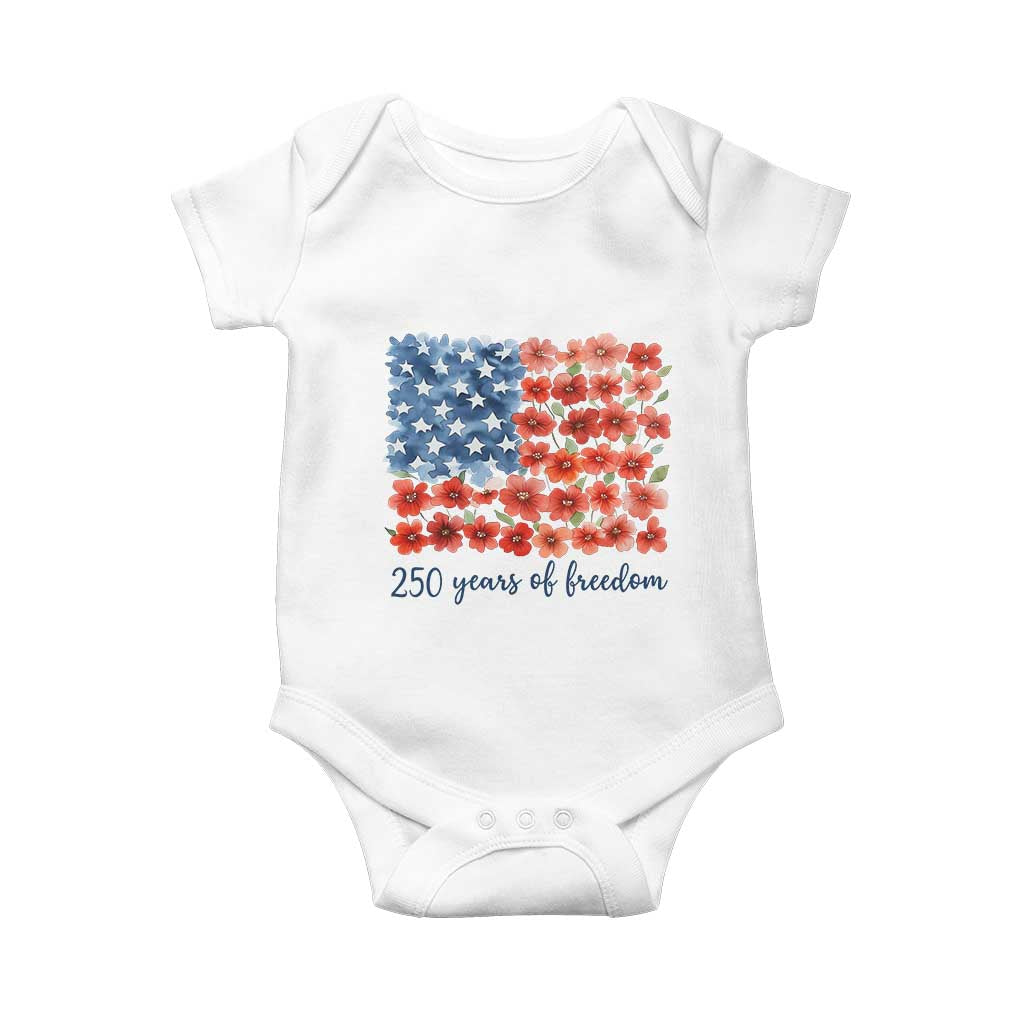 US 250 Years Of Freedom Baby Onesie Retro Flower American Flag TS11 White Print Your Wear