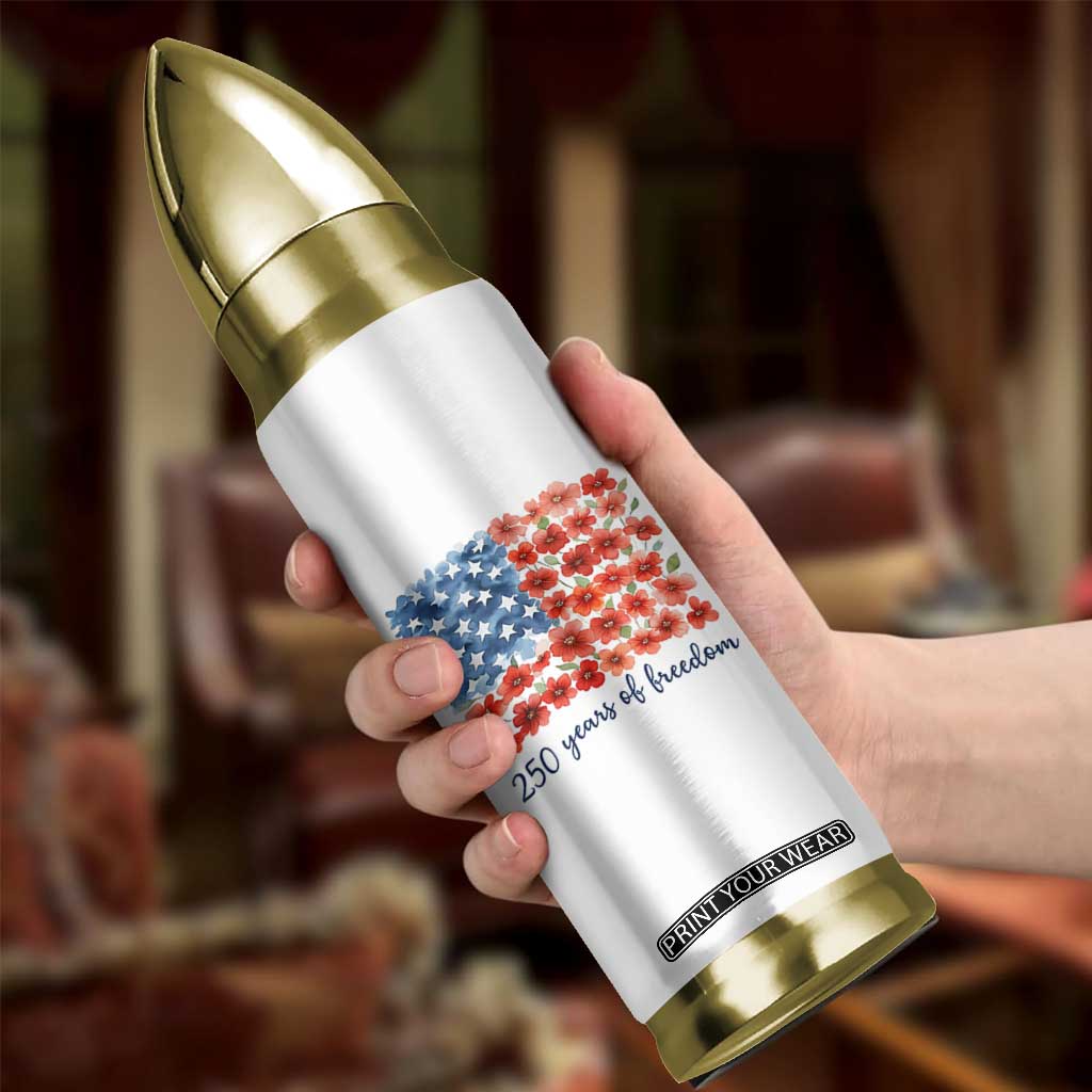 US 250 Years Of Freedom Bullet Tumbler Retro Flower American Flag TS11 Print Your Wear