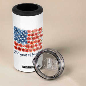 US 250 Years Of Freedom 4 in 1 Can Cooler Tumbler Retro Flower American Flag TS11 Print Your Wear