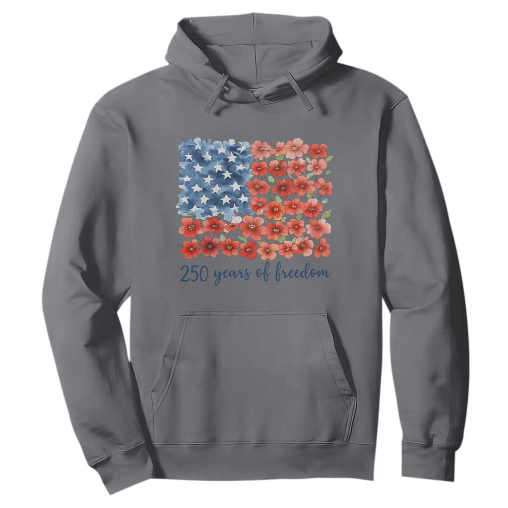US 250 Years Of Freedom Hoodie Retro Flower American Flag TS11 Charcoal Print Your Wear