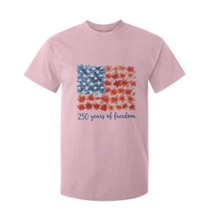 US 250 Years Of Freedom T Shirt For Kid Retro Flower American Flag TS11 Light Pink Print Your Wear