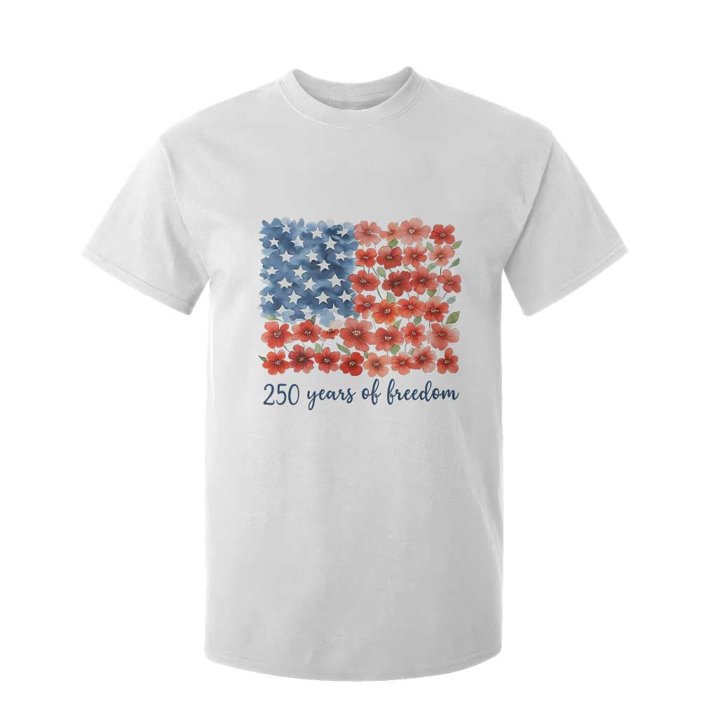 US 250 Years Of Freedom T Shirt For Kid Retro Flower American Flag TS11 White Print Your Wear
