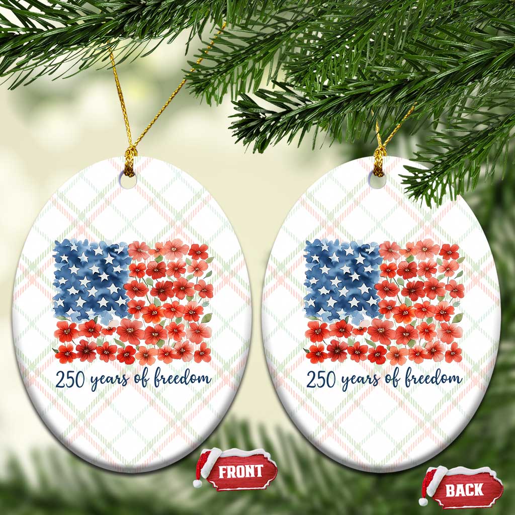 US 250 Years Of Freedom Ceramic Ornament Retro Flower American Flag TS11 Print Your Wear