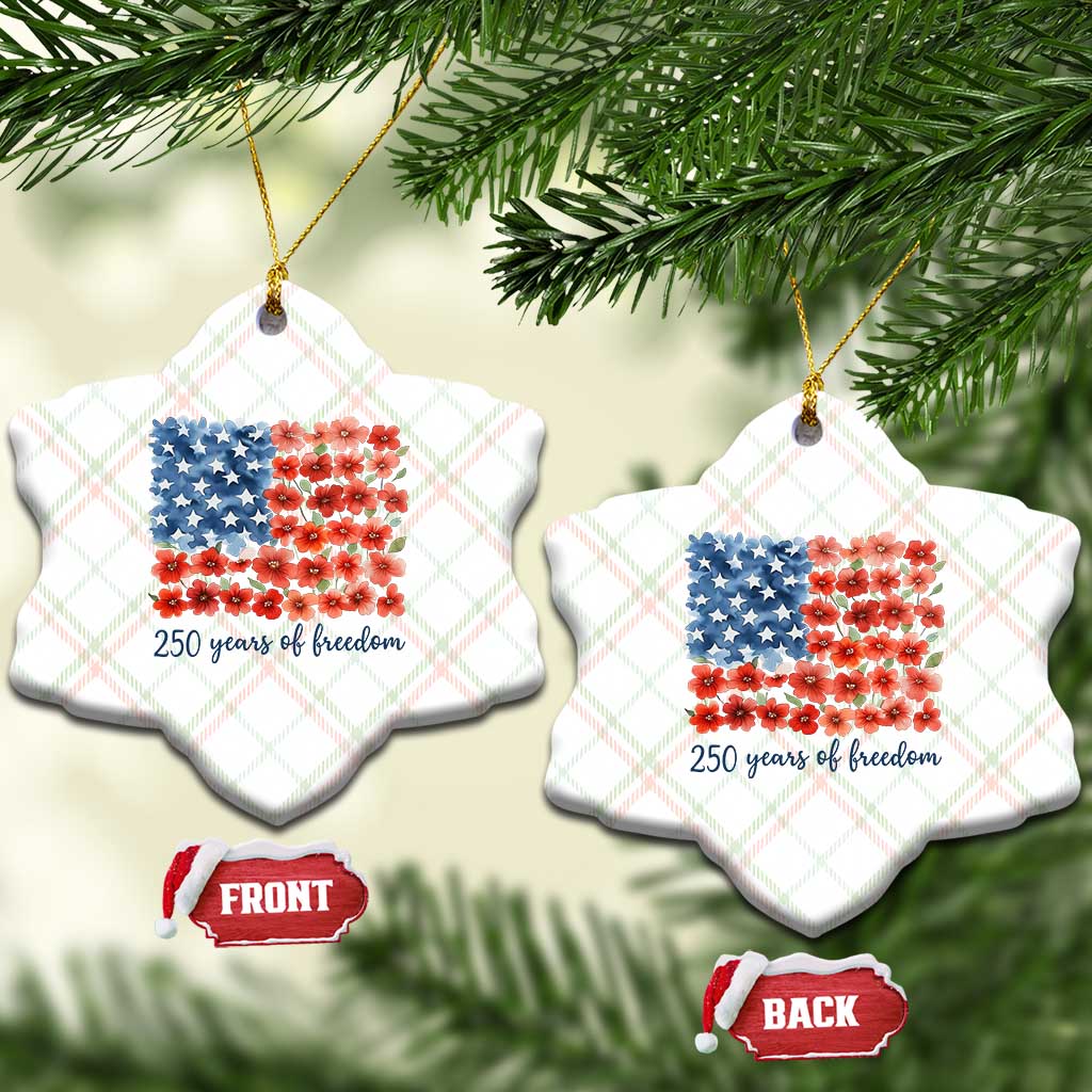 US 250 Years Of Freedom Ceramic Ornament Retro Flower American Flag TS11 Print Your Wear