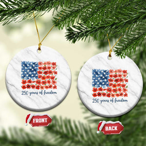 US 250 Years Of Freedom Ceramic Ornament Retro Flower American Flag TS11 1pc White Marble Print Your Wear