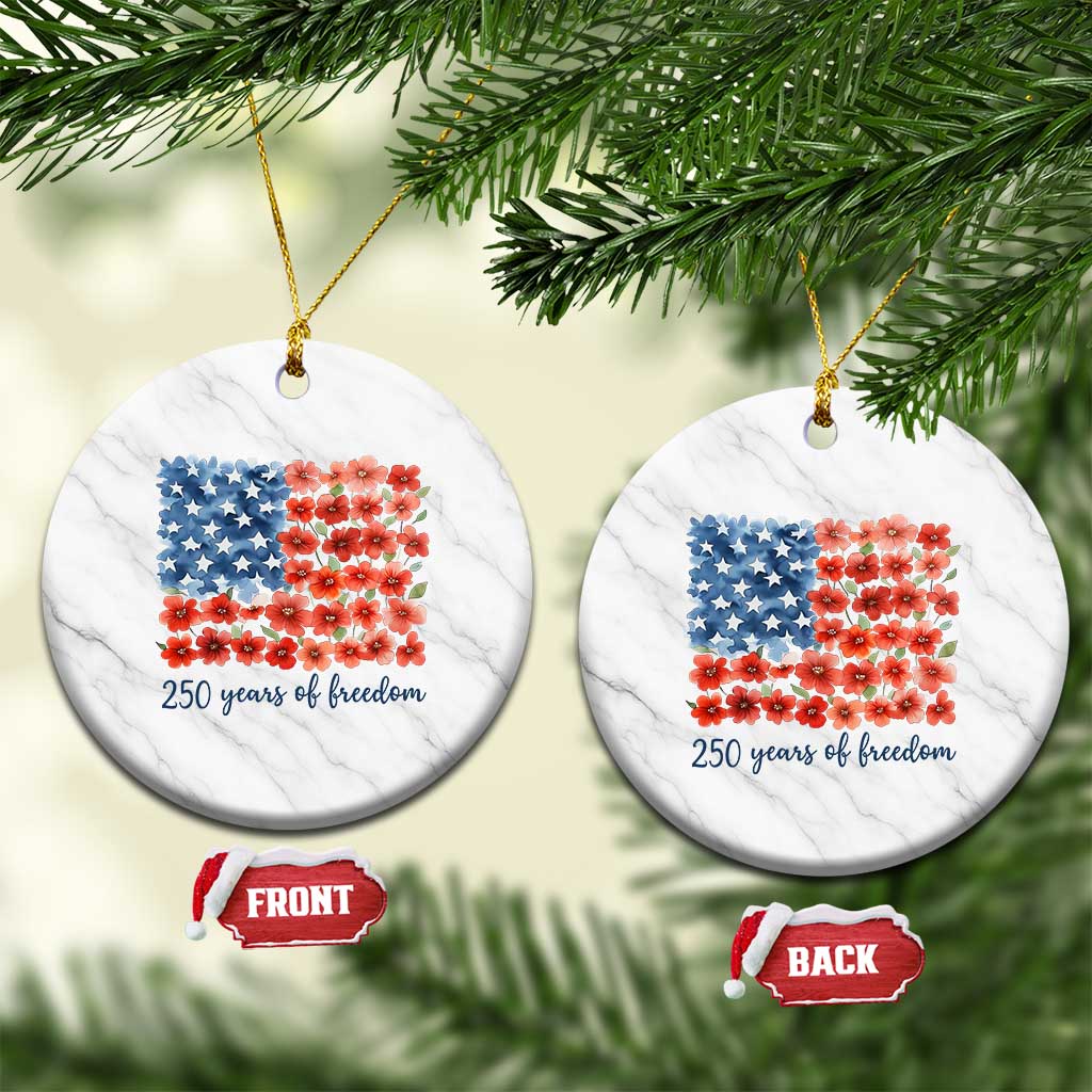 US 250 Years Of Freedom Ceramic Ornament Retro Flower American Flag TS11 1pc White Marble Print Your Wear