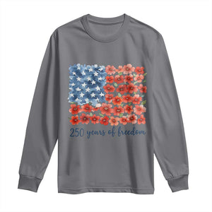US 250 Years Of Freedom Long Sleeve Shirt Retro Flower American Flag TS11 Charcoal Print Your Wear
