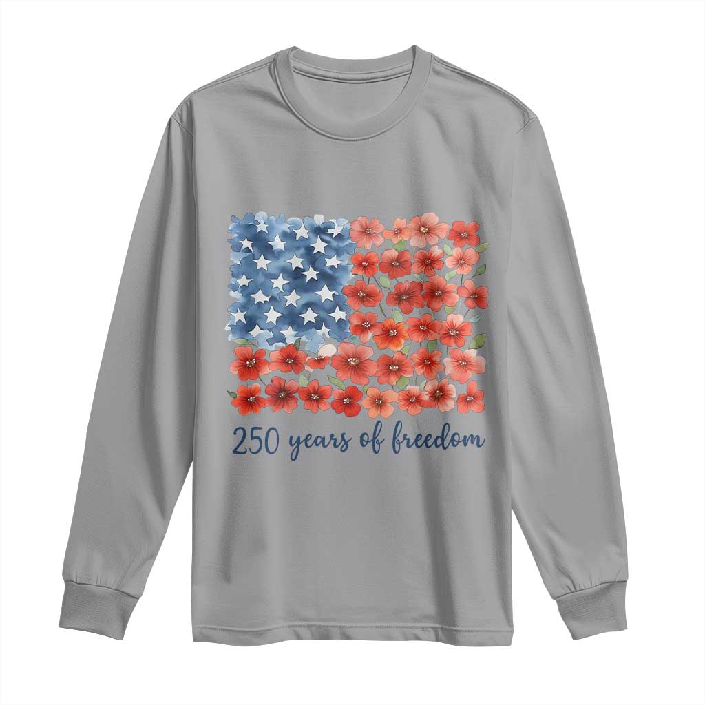 US 250 Years Of Freedom Long Sleeve Shirt Retro Flower American Flag TS11 Sport Gray Print Your Wear
