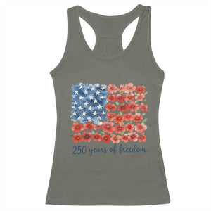 US 250 Years Of Freedom Racerback Tank Top Retro Flower American Flag TS11 Military Green Print Your Wear