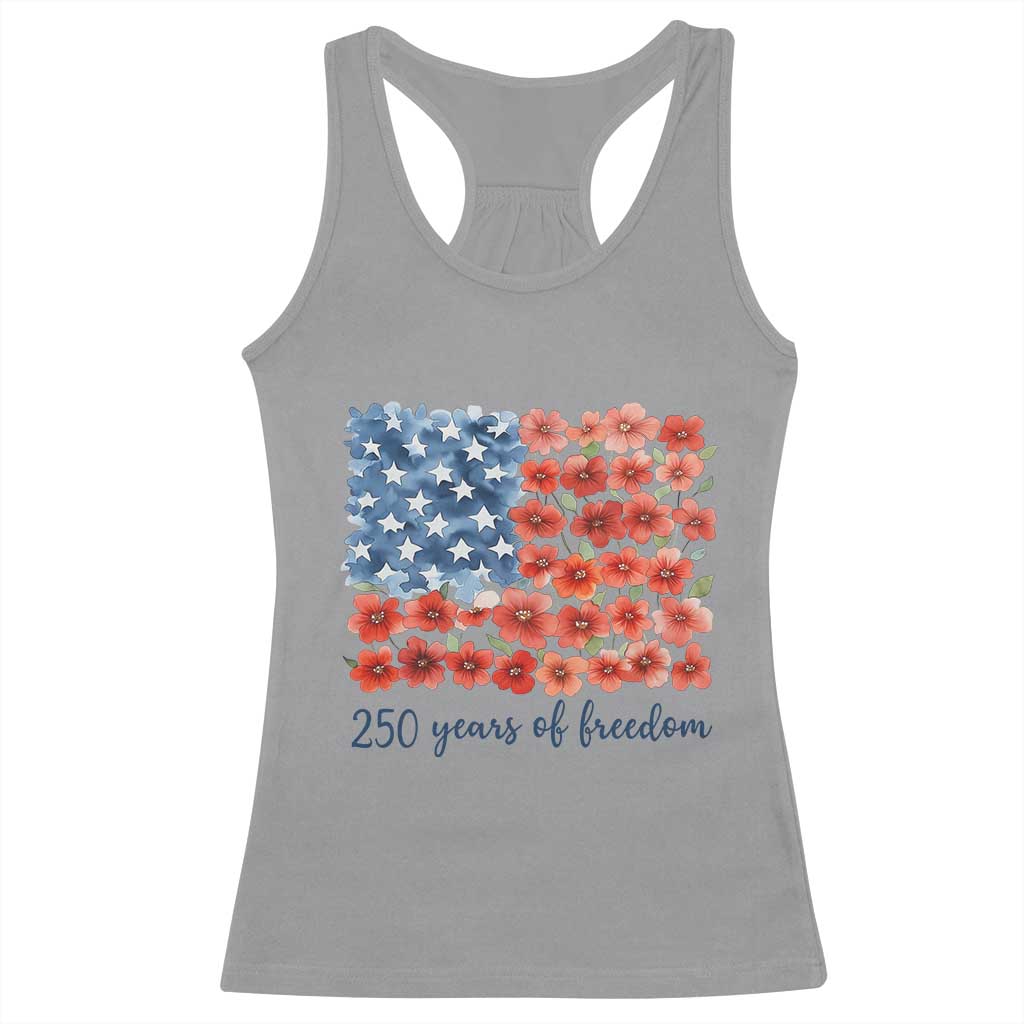 US 250 Years Of Freedom Racerback Tank Top Retro Flower American Flag TS11 Sport Gray Print Your Wear