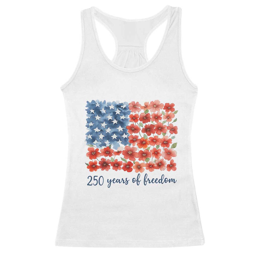 US 250 Years Of Freedom Racerback Tank Top Retro Flower American Flag TS11 White Print Your Wear