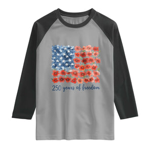 US 250 Years Of Freedom Raglan Shirt Retro Flower American Flag TS11 Sport Gray Black Print Your Wear