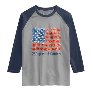 US 250 Years Of Freedom Raglan Shirt Retro Flower American Flag TS11 Sport Gray Navy Print Your Wear