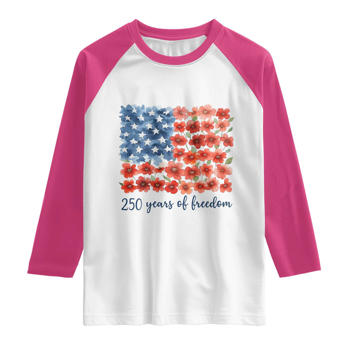 US 250 Years Of Freedom Raglan Shirt Retro Flower American Flag TS11 White Heliconia Print Your Wear