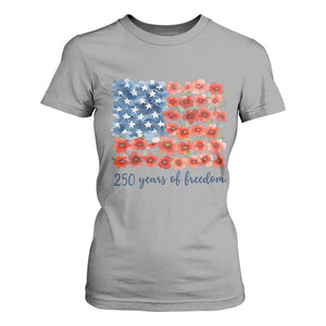 US 250 Years Of Freedom T Shirt For Women Retro Flower American Flag TS11 Sport Gray Print Your Wear