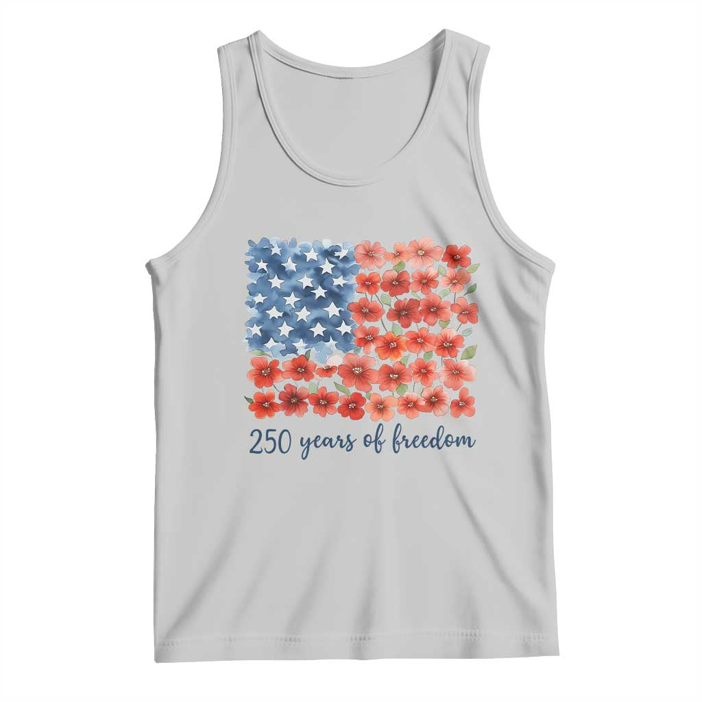 US 250 Years Of Freedom Tank Top Retro Flower American Flag TS11 Ash Print Your Wear