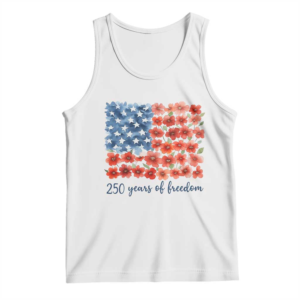 US 250 Years Of Freedom Tank Top Retro Flower American Flag TS11 White Print Your Wear