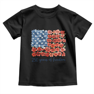 US 250 Years Of Freedom Toddler T Shirt Retro Flower American Flag TS11 Black Print Your Wear