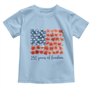 US 250 Years Of Freedom Toddler T Shirt Retro Flower American Flag TS11 Light Blue Print Your Wear