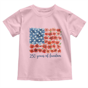 US 250 Years Of Freedom Toddler T Shirt Retro Flower American Flag TS11 Light Pink Print Your Wear
