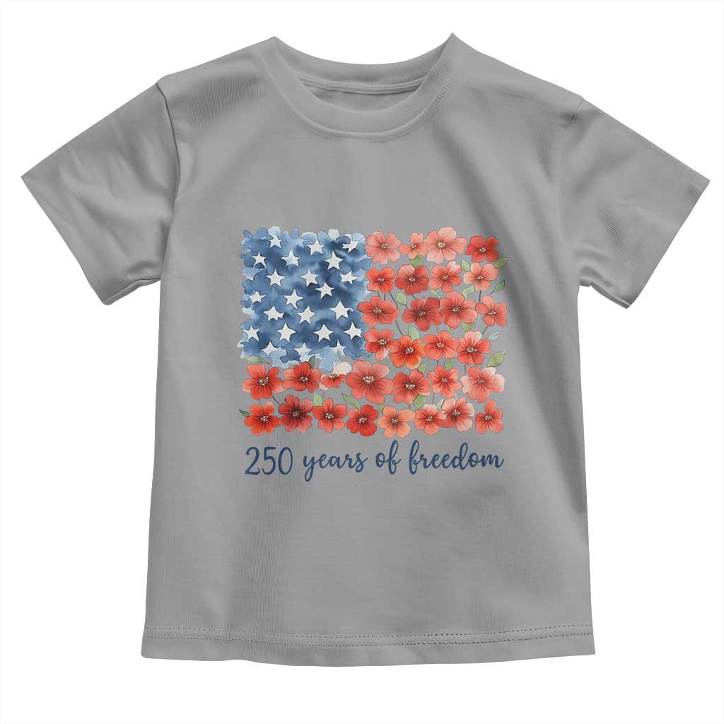 US 250 Years Of Freedom Toddler T Shirt Retro Flower American Flag TS11 Sport Gray Print Your Wear
