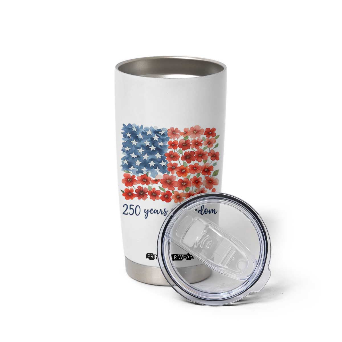 US 250 Years Of Freedom Tumbler Cup Retro Flower American Flag TS11 Print Your Wear