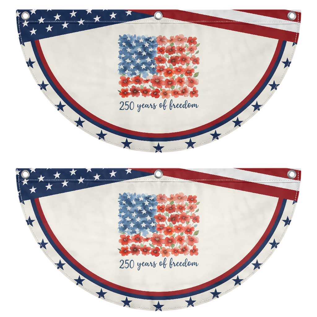 US 250 Years Of Freedom Patriotic Fan Flag Retro Flower American Flag