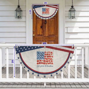 US 250 Years Of Freedom Patriotic Fan Flag Retro Flower American Flag