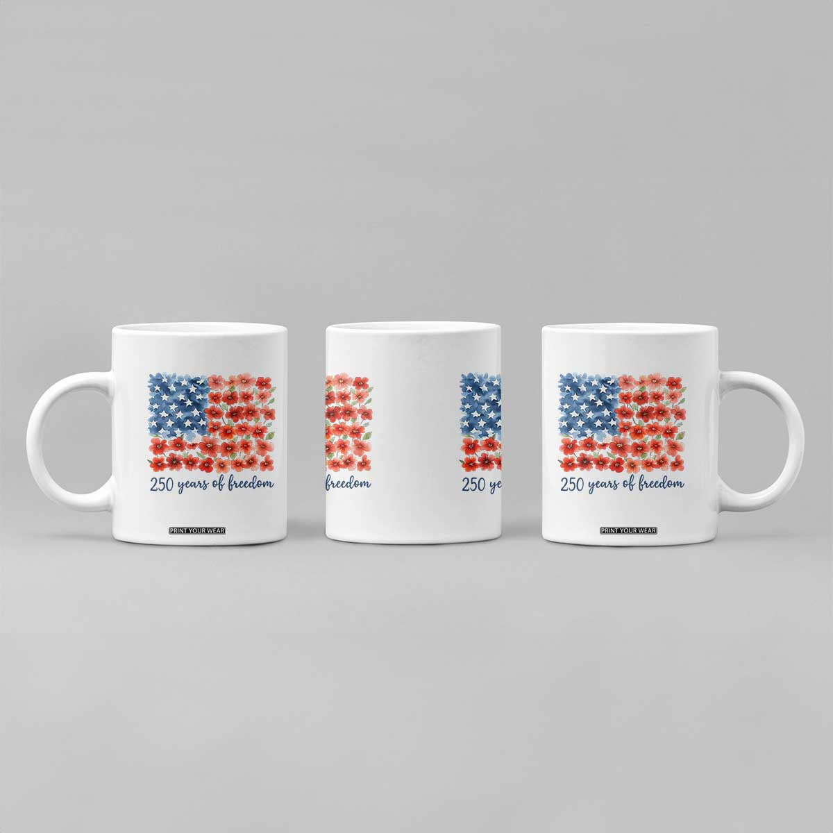 US 250 Years Of Freedom Coffee Mug Retro Flower American Flag TS11 Print Your Wear