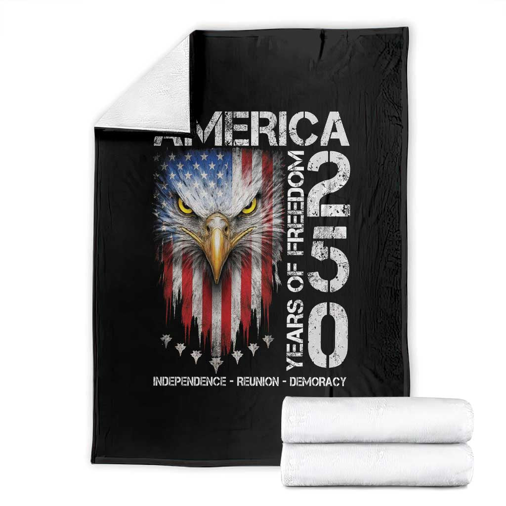 America 250 Years Of Freedom Throw Blanket USA Anniversary Bald Eagle Patriotic Jets TS11 Black Print Your Wear
